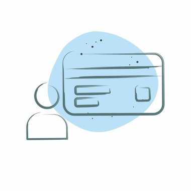 Simge kartı sahibi. Kredi kartı sembolüyle ilgili. Renkli Leke Biçimi. Basit resimleme