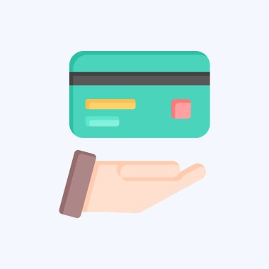 Simge Kredi Kartı. Kredi kartı sembolüyle ilgili. Düz stil. Basit resimleme