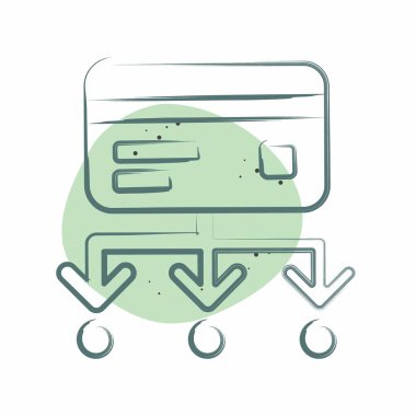 Simge Harcamaları. Kredi kartı sembolüyle ilgili. Renkli Leke Biçimi. Basit resimleme