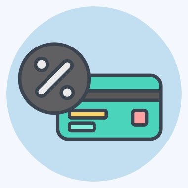 Simge İlgisi. Kredi kartı sembolüyle ilgili. renk arkadaşı stili. Basit resimleme