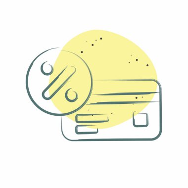 Simge İlgisi. Kredi kartı sembolüyle ilgili. Renkli Leke Biçimi. Basit resimleme