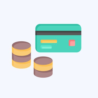 Simge Para. Kredi kartı sembolüyle ilgili. Düz stil. Basit resimleme