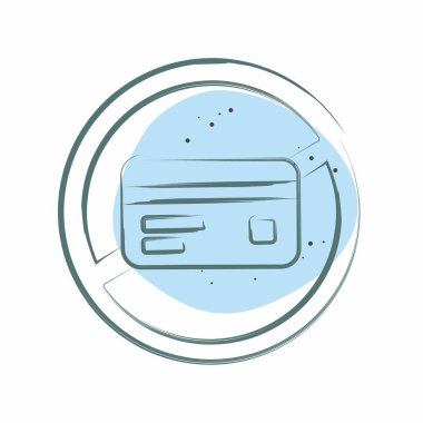 Simge Yok Banka Kartı. Kredi kartı sembolüyle ilgili. Renkli Leke Biçimi. Basit resimleme