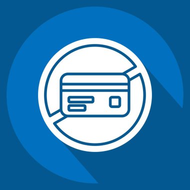 Simge Yok Banka Kartı. Kredi kartı sembolüyle ilgili. Uzun gölge tarzı. Basit resimleme