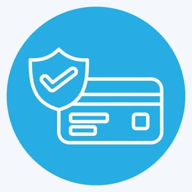 Simge Korundu. Kredi kartı sembolüyle ilgili. Mavi gözlü. Basit resimleme