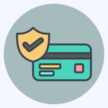 Simge Korundu. Kredi kartı sembolüyle ilgili. renk arkadaşı stili. Basit resimleme