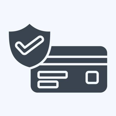 Simge Korundu. Kredi kartı sembolüyle ilgili. Kabartma tarzı. Basit resimleme