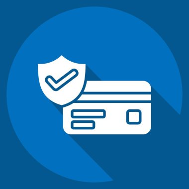 Simge Korundu. Kredi kartı sembolüyle ilgili. Uzun gölge tarzı. Basit resimleme