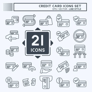 Simge Ayarlı Kredi Kartı. Para sembolü ile ilgili. Sıra tarzı. Basit resimleme