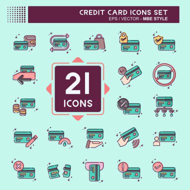 Simge Ayarlı Kredi Kartı. Para sembolü ile ilgili. MBE tarzı. Basit resimleme