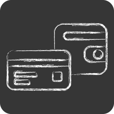 Simge Cüzdanı. Kredi kartı sembolüyle ilgili. Tebeşir stili. Basit resimleme