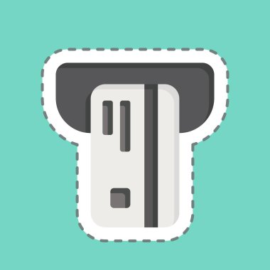 Çıkartma hattı ATM 'yi kesti. Kredi kartı sembolüyle ilgili. Basit resimleme