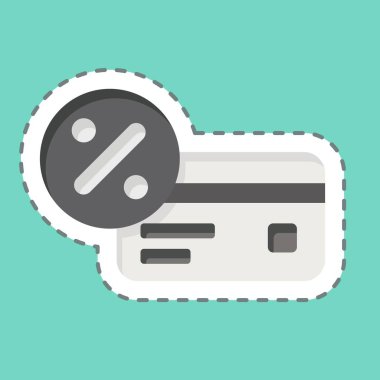 Etiket hattı Para 'yı kesti. Kredi kartı sembolüyle ilgili. Basit resimleme