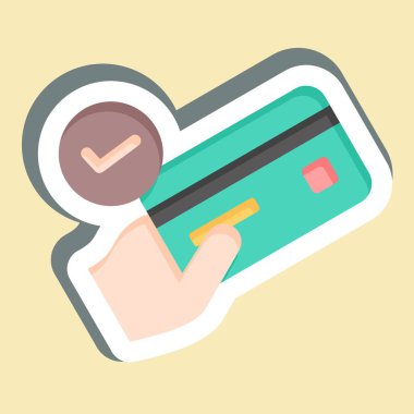 Etiket Ödeme. Kredi kartı sembolüyle ilgili. Basit resimleme