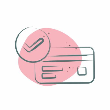 Simge kabul edildi. Kredi kartı sembolüyle ilgili. Renkli Leke Biçimi. Basit resimleme