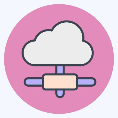 Simge Bulut Bağlantısı. Teslimat sembolüyle ilgili. renk arkadaşı stili. dizayn edilebilir