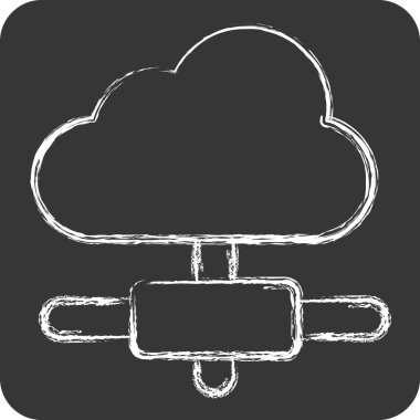 Simge Bulut Bağlantısı. Teslimat sembolüyle ilgili. Tebeşir stili. dizayn edilebilir