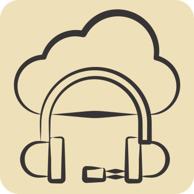 Simge Bulut Servisi. Teslimat sembolüyle ilgili. El çizimi tarzı. dizayn edilebilir