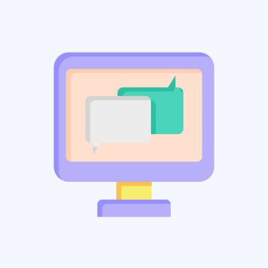 Simge çevrimiçi sohbet. Teslimat sembolüyle ilgili. Düz stil. dizayn edilebilir