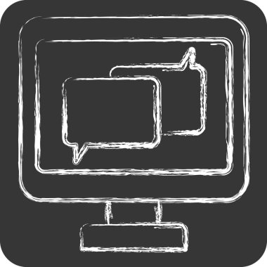 Simge çevrimiçi sohbet. Teslimat sembolüyle ilgili. Tebeşir stili. dizayn edilebilir