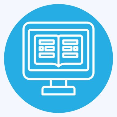 Simge Çevrimiçi Eğitim. Teslimat sembolüyle ilgili. Mavi gözlü. dizayn edilebilir