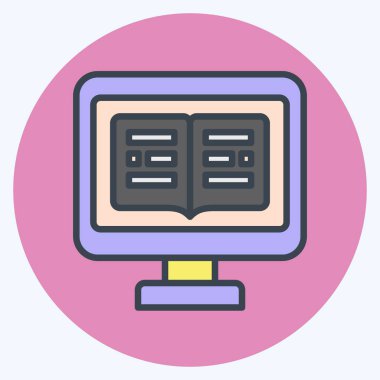 Simge Çevrimiçi Eğitim. Teslimat sembolüyle ilgili. renk arkadaşı stili. dizayn edilebilir