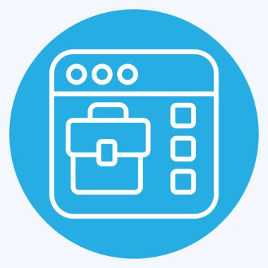 Simge Çevrimiçi İş Araması. Teslimat sembolüyle ilgili. Mavi gözlü. dizayn edilebilir