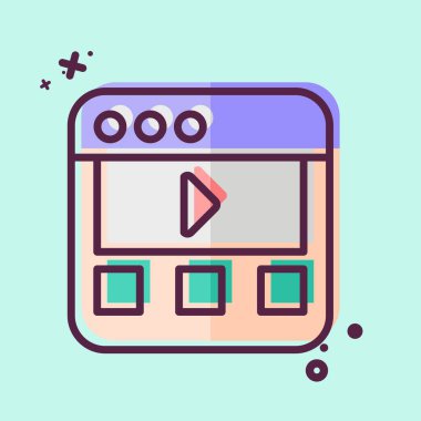 Simge çevrimiçi video izleme. Teslimat sembolüyle ilgili. MBE tarzı. düzenlenebilir