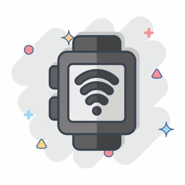 Simge Akıllı Saati. Teslimat sembolüyle ilgili. Çizgi roman. dizayn edilebilir