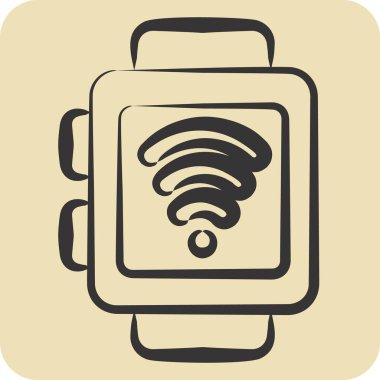 Simge Akıllı Saati. Teslimat sembolüyle ilgili. El çizimi tarzı. dizayn edilebilir