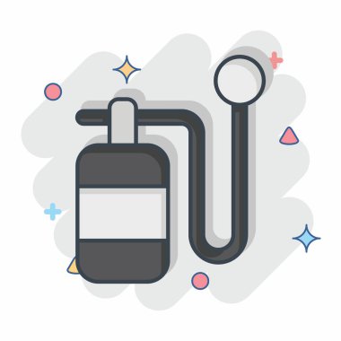 Simge Oksijen Şişesi. Hava sembolüyle ilgili. Çizgi roman. Basit tasarım düzenlenebilir