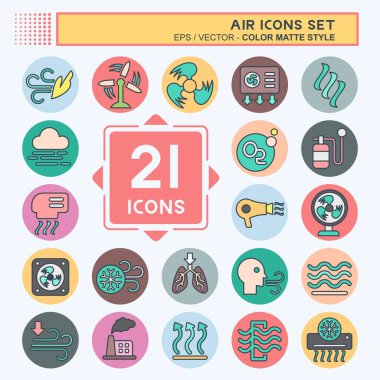 Simge Ayarlı Hava. Hava sembolüyle ilgili. renk arkadaşı stili. Basit tasarım düzenlenebilir