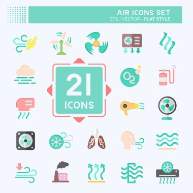 Simge Ayarlı Hava. Hava sembolüyle ilgili. Düz stil. Basit tasarım düzenlenebilir