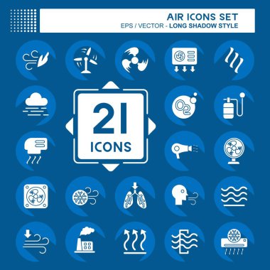 Simge Ayarlı Hava. Hava sembolüyle ilgili. Uzun gölge tarzı. Basit tasarım düzenlenebilir