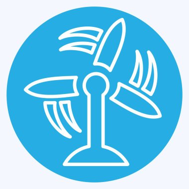 İkon Rüzgâr Türbini. Hava sembolüyle ilgili. Mavi gözlü. Basit tasarım düzenlenebilir