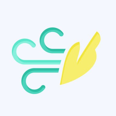 Simge Rüzgarı. Hava sembolüyle ilgili. Düz stil. Basit tasarım düzenlenebilir