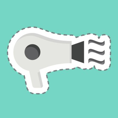 Çıkartma çizgisi saç kurutma makinesini kesti. Hava sembolüyle ilgili. Basit tasarım düzenlenebilir