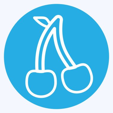 Kiraz ikonu. Meyve ve Sebze Sembolü ile ilgili. Mavi gözlü. düzenlenebilir