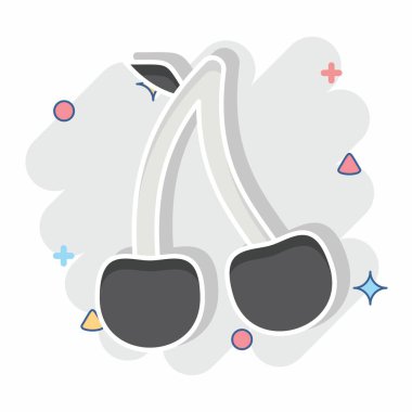 Kiraz ikonu. Meyve ve Sebze Sembolü ile ilgili. Çizgi roman. düzenlenebilir