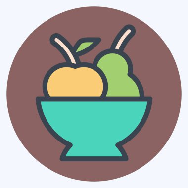 Simge meyveleri. Meyve ve Sebze Sembolü ile ilgili. renk arkadaşı stili. düzenlenebilir