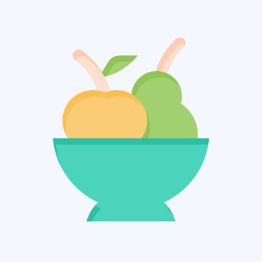 Simge meyveleri. Meyve ve Sebze Sembolü ile ilgili. Düz stil. düzenlenebilir