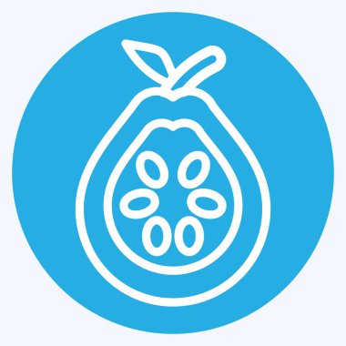 İkon Guava. Meyve ve Sebze Sembolü ile ilgili. Mavi gözlü. düzenlenebilir