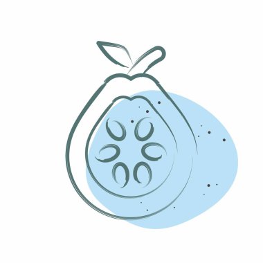 İkon Guava. Meyve ve Sebze Sembolü ile ilgili. Renkli Leke Biçimi. düzenlenebilir