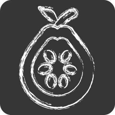 İkon Guava. Meyve ve Sebze Sembolü ile ilgili. Tebeşir stili. düzenlenebilir