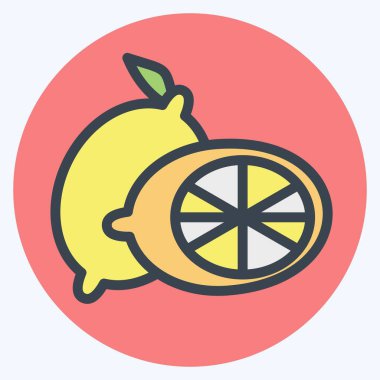 Icon Lemon. Meyve ve Sebze Sembolü ile ilgili. renk arkadaşı stili. düzenlenebilir