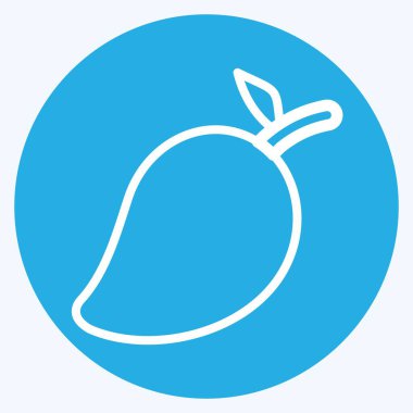Simge Mango. Meyve ve Sebze Sembolü ile ilgili. Mavi gözlü. düzenlenebilir
