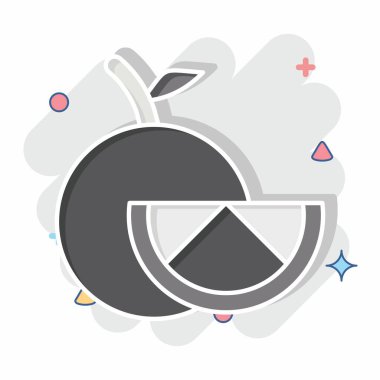 Simge portakalı. Meyve ve Sebze Sembolü ile ilgili. Çizgi roman. düzenlenebilir