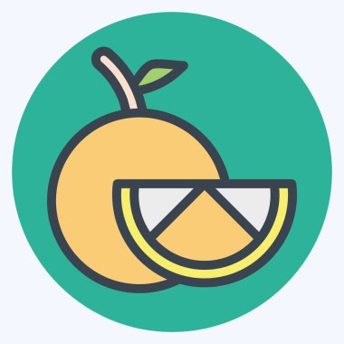 Simge portakalı. Meyve ve Sebze Sembolü ile ilgili. renk arkadaşı stili. düzenlenebilir