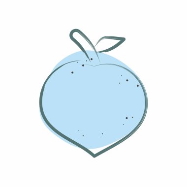 Simge Şeftalisi. Meyve ve Sebze Sembolü ile ilgili. Renkli Leke Biçimi. düzenlenebilir