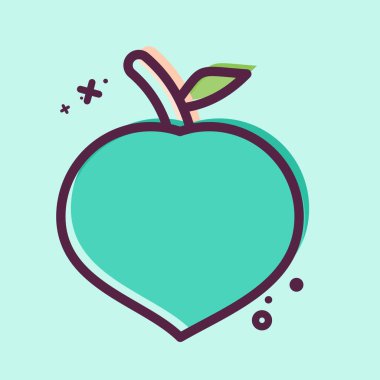 Simge Şeftalisi. Meyve ve Sebze Sembolü ile ilgili. MBE tarzı. düzenlenebilir